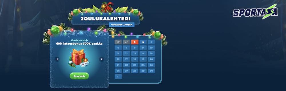 Sports betting advent calendar at Sportaza full of prizes!