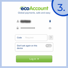 ecoPayz-lompakon tunnusten syöttäminen