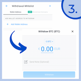 Siirtotietojen syöttäminen Bitcoin-lompakkoon